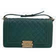 Chanel Green Quilted Caviar Leather Medium Boy Shoulder Bag Cheap