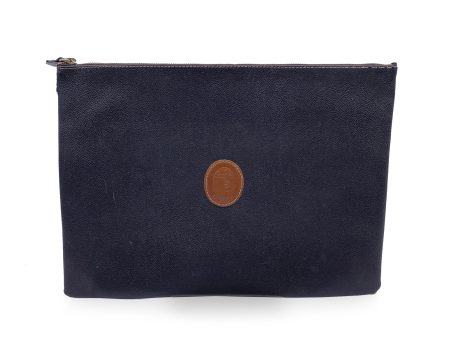 Trussardi Vintage Black Canvas Clutch Bag Portfolio Document Case Online Hot Sale