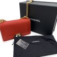 Chanel Red Embossed Cube Leather Medium Boy Shoulder Bag Fashion