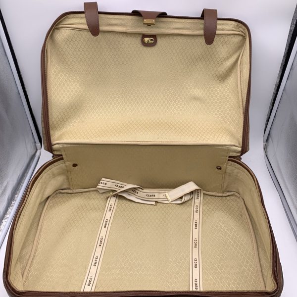 Gucci Vintage Beige Monogram Canvas Travel Bag Suitcase Online Sale