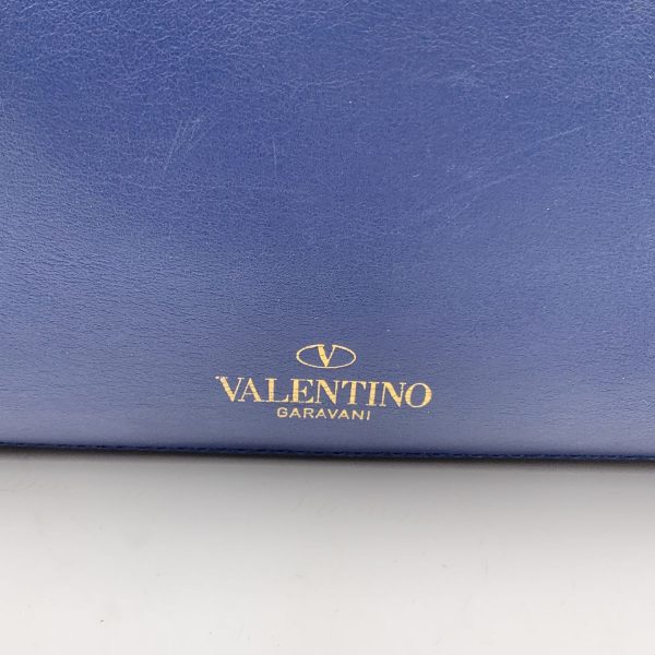 Valentino Garavani Blue Leather Rockstud Tote Shoulder Bag Supply