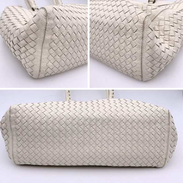 Bottega Veneta White Intrecciato Leather Woven Tote Bag For Discount