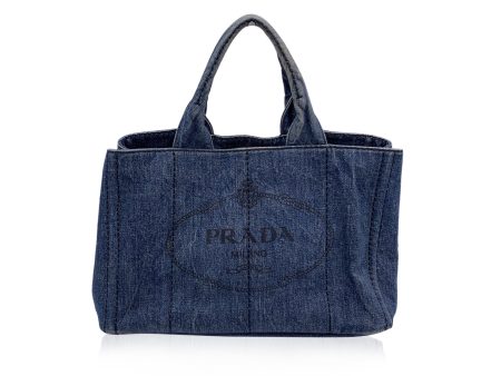 Prada Denim Jeans Canvas Canapa Logo 2 Way Tote Shoulder Bag Supply