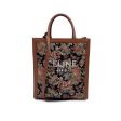 Celine Floral Embroidered Cloth and Leather Vertical Cabas Tote Bag Supply