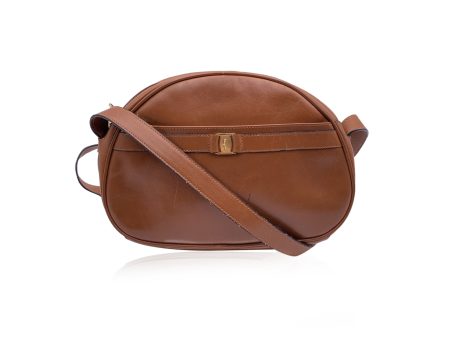 Salvatore Ferragamo Vintage Brown Leather Vara Shoulder Bag Crossbody on Sale