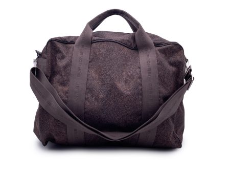 Borbonese Brown Op Partridge Eye Canvas Travel Weekend Bag For Cheap