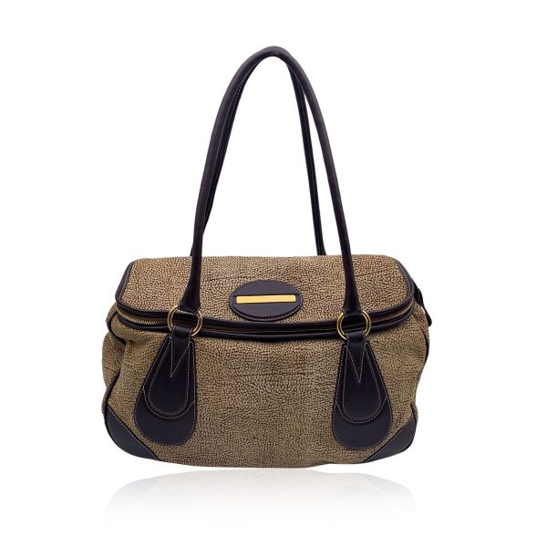 Borbonese Brown Op Suede and Leather Tote Shoulder Bag Discount