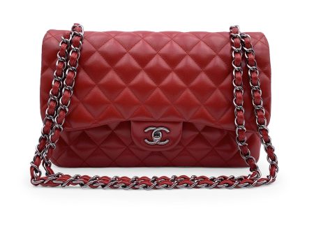 Chanel Red Quilted Jumbo Timeless Classic Shoulder Bag 30 cm Online