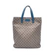 Gucci Beige GG Monogram Canvas Tote Shopping Bag Teal Leather Online now