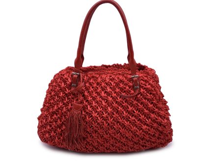 Ermanno Scervino Red Raffia and Leather Tote Shoulder Bag Hot on Sale