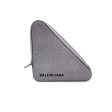 Balenciaga Silver Glitter Logo Print Triangle Clutch Bag Pochette For Discount