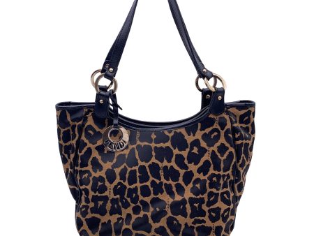 Fendi Animalier Leopard Canvas Tote Shopping Bag Handbag For Sale