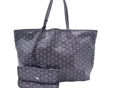 Goyard Grey Goyardine Canvas Chevron Saint Louis PM Tote Bag Online now