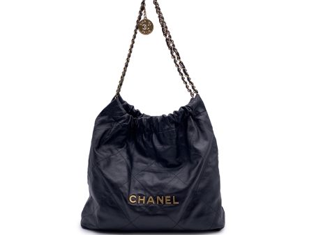 Chanel Black Quilted Leather 22 Shoulder Bucket Bag Online now