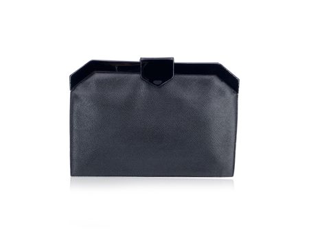 Yves Saint Laurent Vintage Black Leather Lucite Frame Clutch Bag Online now