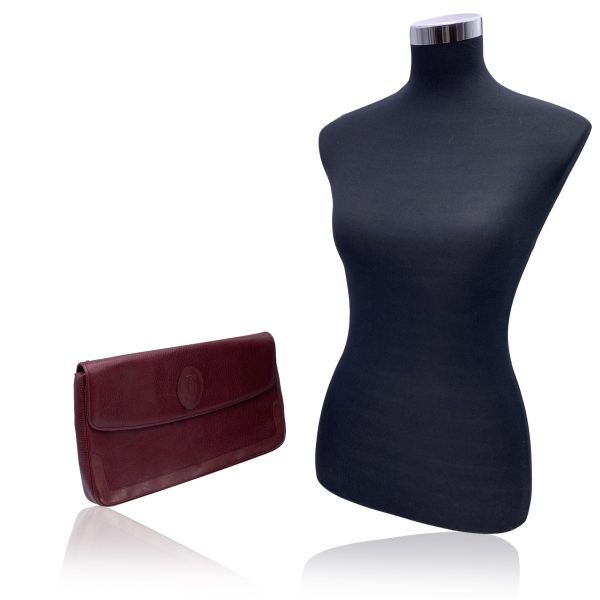 Cartier Vintage Burgundy Leather Pochette Flap Clutch Bag Online