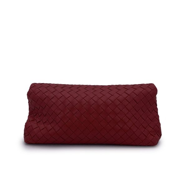 Bottega Veneta Red Intrecciato Woven Leather Clutch Bag Pochette Supply