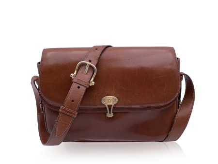 Celine Vintage Brown LeatherDouble Flap Shoulder Bag For Sale