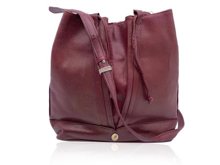 Cartier Vintage Burgundy Leather Bucket Drawstring Shoulder Bag Cheap