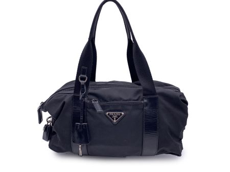 Prada Black Tessuto Nylon and Leather Tote Shoulder Bag Supply