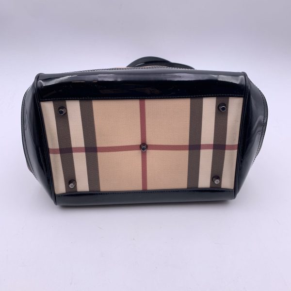 Burberry Beige Nova Check Canvas and Patent Leather Tote Bag Online now