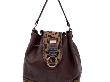 Gianfranco Ferre Vintage Brown Leather Pony Hair Bucket Bag Hot on Sale