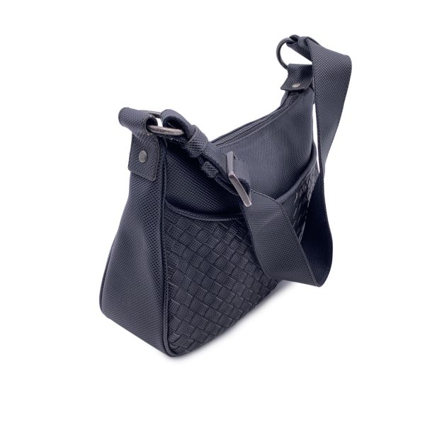 Bottega Veneta Black Intrecciato Canvas Shoulder Bag Online