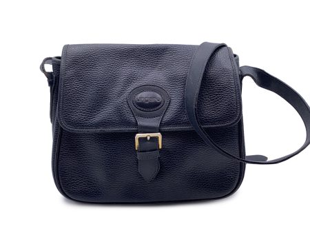 Ungaro Vintage Black Leather Flap Messenger Shoulder Bag on Sale