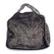 Stella McCartney Black Metallic Suede Like Falabella Tote Shoulder Bag Sale