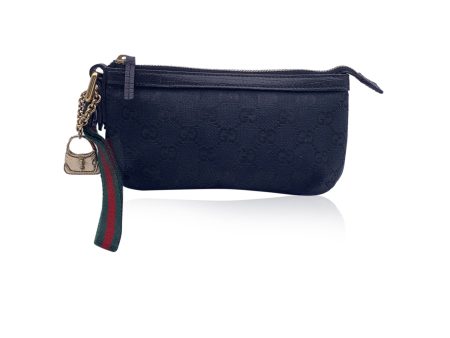 Gucci Black Monogram Canvas Joliecoeur Pouch Clutch Wrist Bag Discount