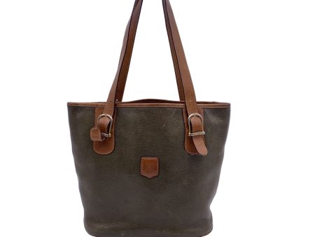 Celine Vintage Green and Brown Leather Shoulder Bag Tote Sale