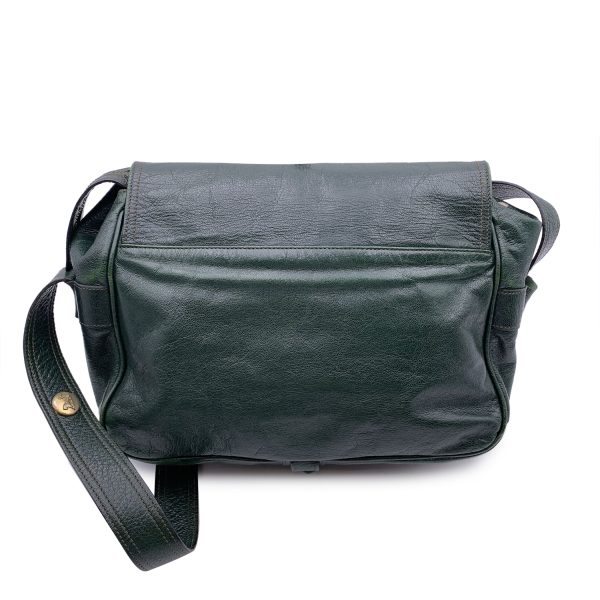 Celine Vintage Dark Green Leather Caleche Flap Shoulder Bag Fashion