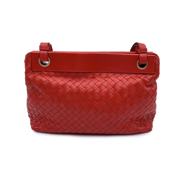 Bottega Veneta Vintage Red Woven Leather Shoulder Bag Sale