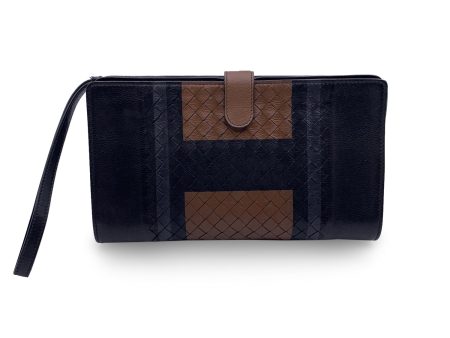 Bottega Veneta Black Intrecciato Leather Multifuctional Clutch Bag Discount