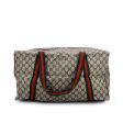 Gucci Vintage Beige Monogram Canvas Web Duffle Travel Bag Online Sale