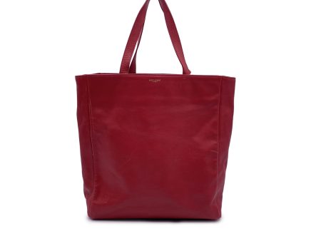 Saint Laurent Red Leather North South Reversible Tote Shopping Bag Online Sale