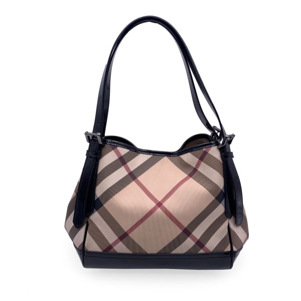 Burberry Beige Nova Check Canvas and Patent Leather Tote Bag Online now