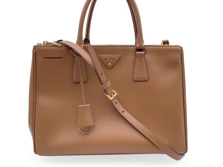 Prada Tan Beige Saffiano Leather Galleria Tote Satchel Bag Sale