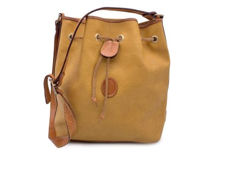 Trussardi Vintage Yellow Canvas Bucket Drawstring Shoulder Bag Fashion