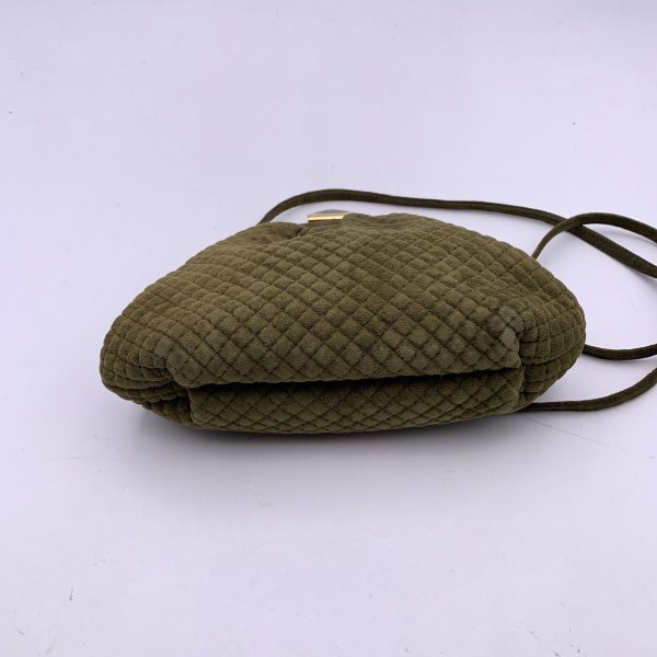 Bottega Veneta Vintage Quilted Military Green Suede Shoulder Bag Fashion