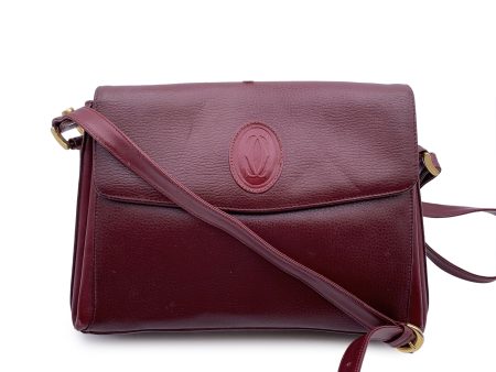 Cartier Vintage Burgundy Leather Flap Box Shoulder Bag Online