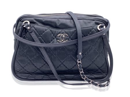 Chanel Black Quilted Leather Relax CC Tote Camera Shoulder Bag For Sale