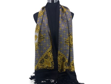 Atelier Versace Vintage Double Sided Silk Wool Stole Scarf Hot on Sale