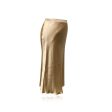 Prada Gold Tone Beige Silk Midi Skirt Flared Bottom Size 42 IT on Sale