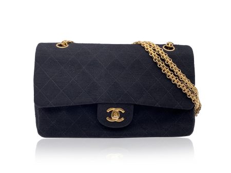 Chanel Vintage Black Jersey Double Flap 2.55 Bag Mademoiselle Chain For Cheap