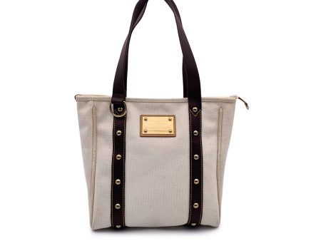 Louis Vuitton Ivory and Brown Canvas Antigua MM Tote Bag Online Sale