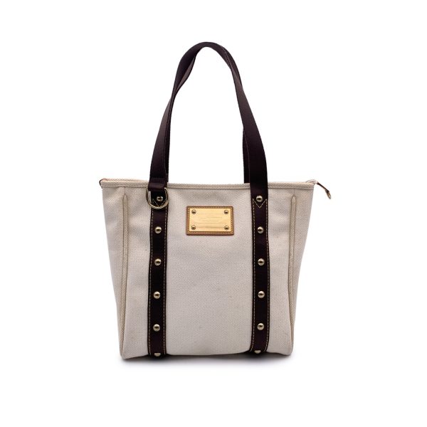 Louis Vuitton Ivory and Brown Canvas Antigua MM Tote Bag Online Sale