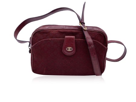 Celine Vintage Burgundy Macadam Canvas and Leather Shoulder Bag Online now