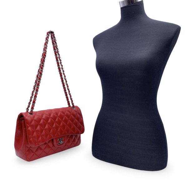 Chanel Red Quilted Timeless Classic Jumbo Shoulder Bag 30 cm For Discount