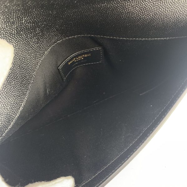 Saint Laurent Black Leather YSL Logo Uptown Clutch Bag Purse Supply